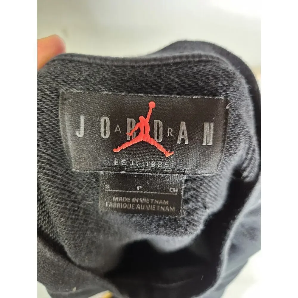 Y2k Nike Air Jordan Jumpman Fleece Crew Black S Kangaroo Pocket Swoosh Pullover